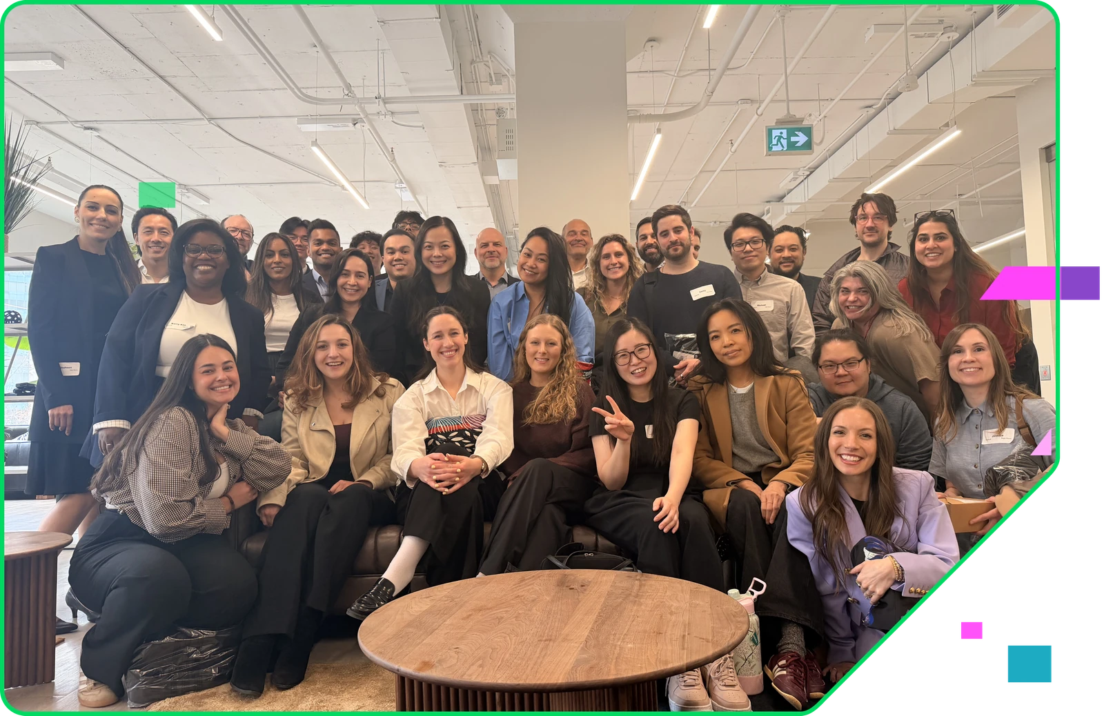 The Intercept team gathered together in the office